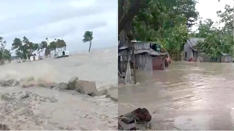 ভোলায় ঘরবাড়ির ব্যাপক ক্ষতি, ভেসে গেছে গরু-ছাগল ও পুকুরের মাছ
