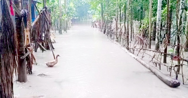 বিষখালির পানি বেড়ে কাঁঠালিয়ার সাত গ্রাম প্লাবিত