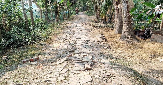 আমতলীতে ১০ বছরেও পাকা হয়নি ইটের রাস্তা