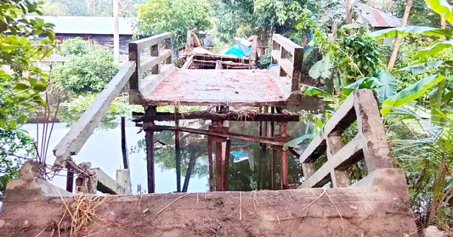 আগৈলঝাড়ায় সেতু ধসে খালে, ১০ হাজার মানুষের ভোগান্তি