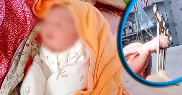 নাড়ি কাটার আগেই কাঁচি ধরলো শিশু
