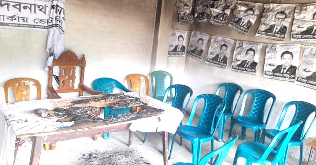 বরগুনায় শম্ভুর ২ নির্বাচনী ক্যাম্পে আগুন